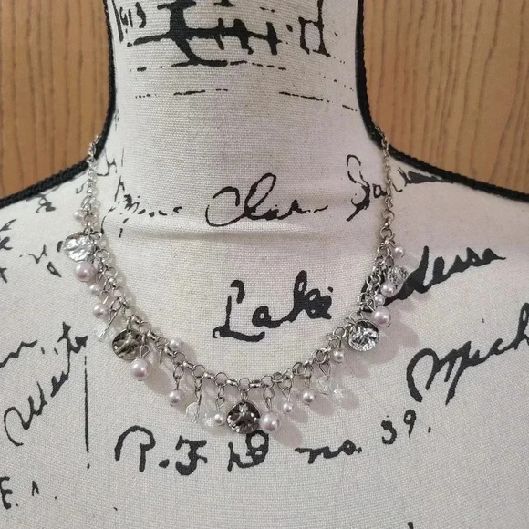 #39 set of 3 necklaces shell beaded pearl dangle filigree pendant - Picture 3 of 4